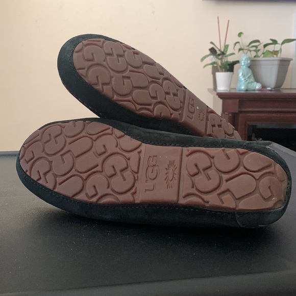 UGG ANSLEY BLACK SILKE SUEDE MOCCASIN  SLIPPERS - Picture 8 of 10